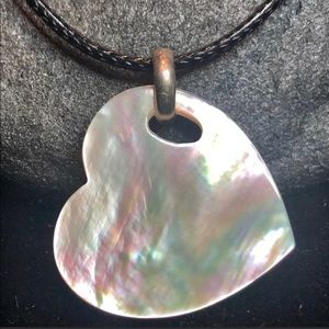 Hand carved Mother of Pearl Heart Pendant w/cord